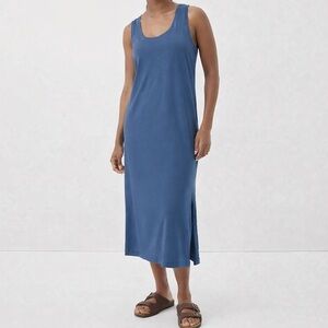 Pact organic cotton blue  soft spin midi tank dress